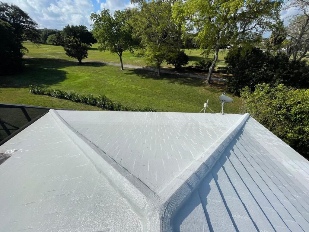 Roof after professional pressure cleaning, visibly clean and restored